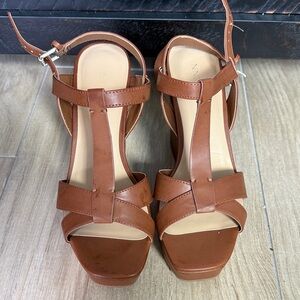 Nine West Tan Wedge Sandals
